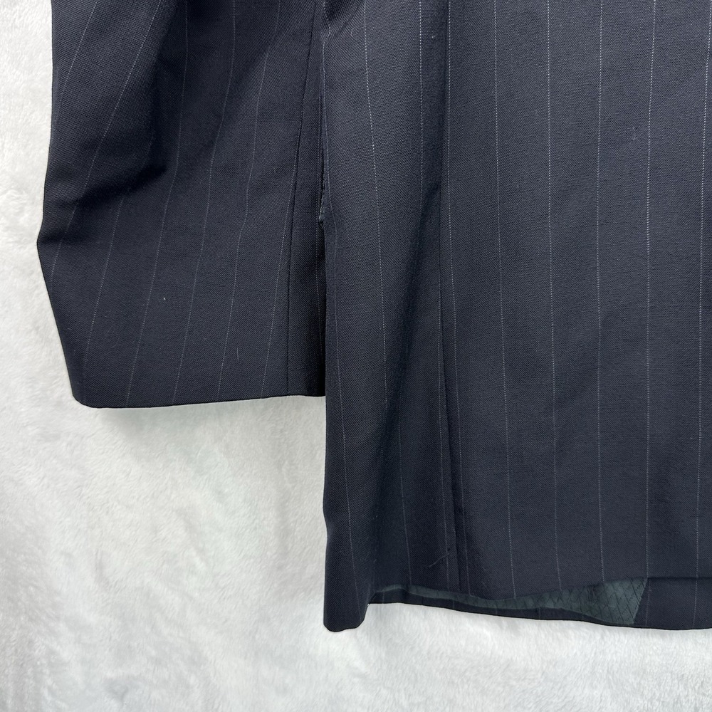 Hart Schaffner & Marx Mens 44R Black Pinstripe Wool Dress Suit Jacket 2 Btn EUC - Picture 11 of 15